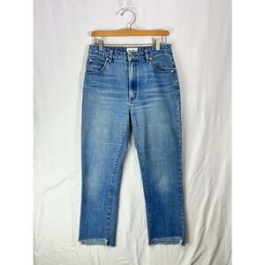 Rolla’s Women's Blue Denim High Rise Raw Hem Cropped Straight Leg Jeans Size 29